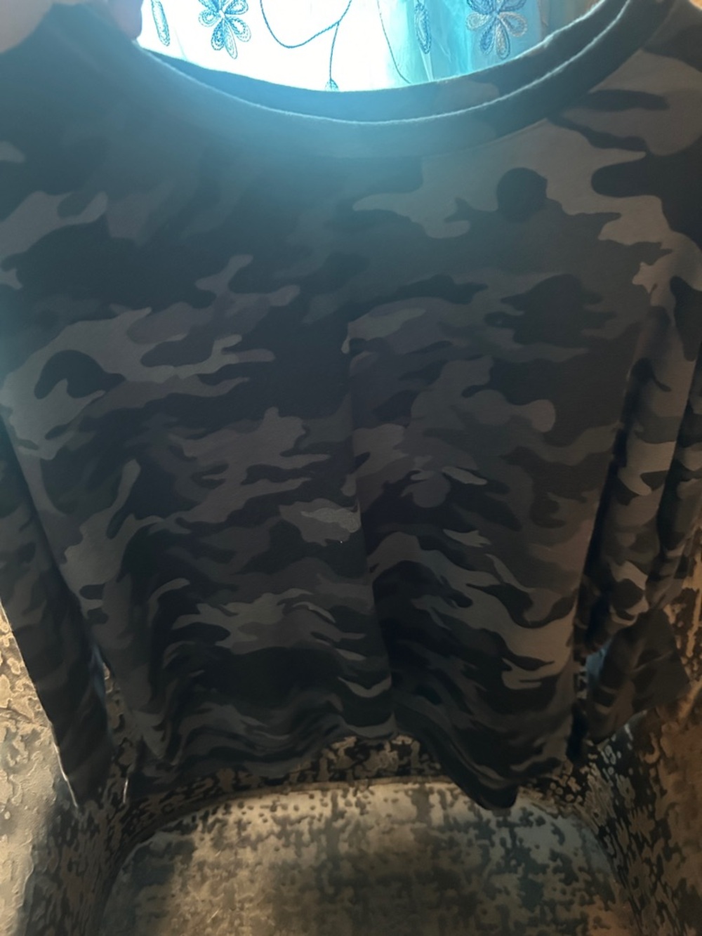 Terra & Sky Black and Gray Camouflage Crewneck Sweatshirt